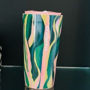 Starbucks Coffee Mug 12 oz 2024 Spring Ceramic Luster Pink & Green Tumbler EUC